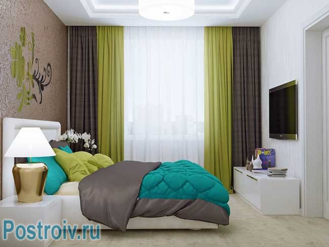 Комбинированные шторы в спальне Комбинированные шторы в спальне