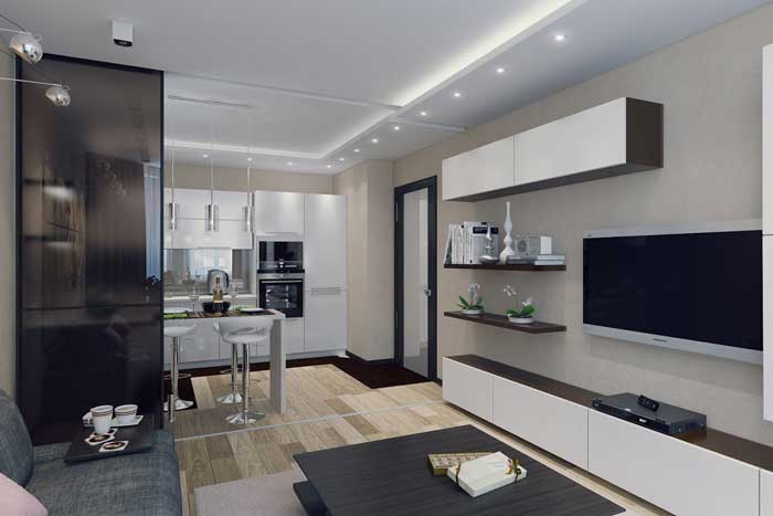 Дизайн гостиной, совмещенной с кухней. Фото 2 Дизайн гостиной, совмещенной с кухней. Фото 2