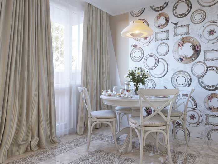 Комбинированные обои на кухне. Дизайнерский ремонт. Фото 6