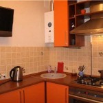 Проект оранжевой кухни угловой