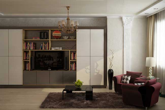 Гостиная. Вишневая мебель и журнальный столик. Светлая корпусная мебель Гостиная. Вишневая мебель и журнальный столик. Светлая корпусная мебель