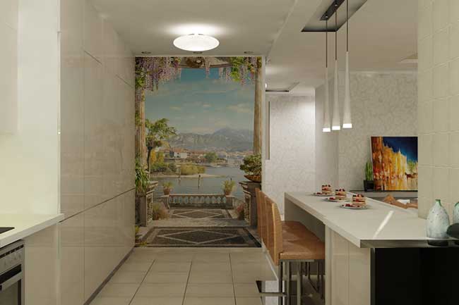 Декорирование стены на кухне. Дизайн двухкомнатной квартиры Декорирование стены на кухне. Дизайн двухкомнатной квартиры