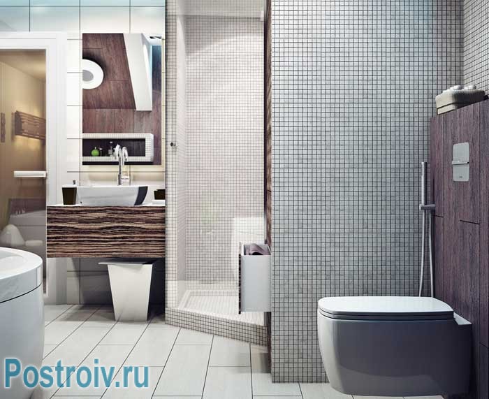 Элементы стиля лофт в ванной комнате. Белый кафельный пол Элементы стиля лофт в ванной комнате. Белый кафельный пол