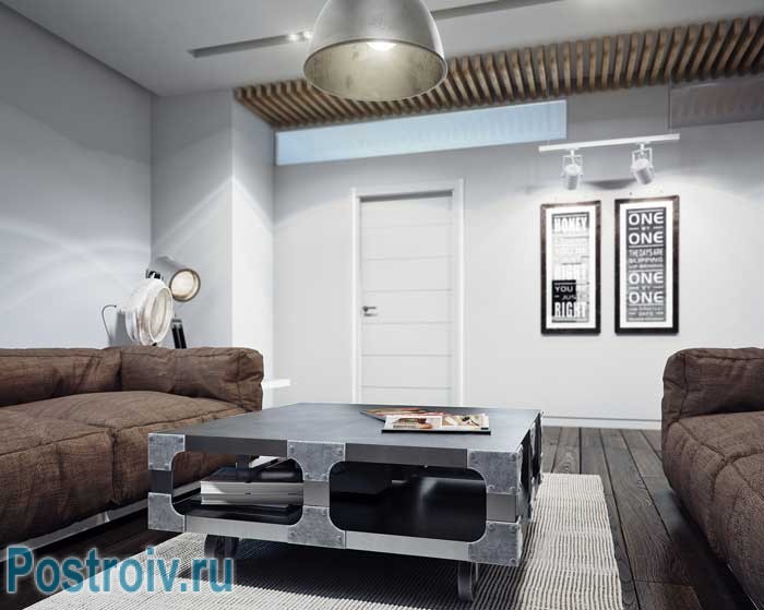 Дизайн журнального столика в гостиной в стиле лофт. Фото Дизайн журнального столика в гостиной в стиле лофт. Фото