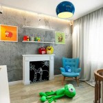 Грифельная доска в детской в виде камина. Фото