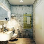 Отделка ванной комнаты белым декоративным кирпичом. Фото