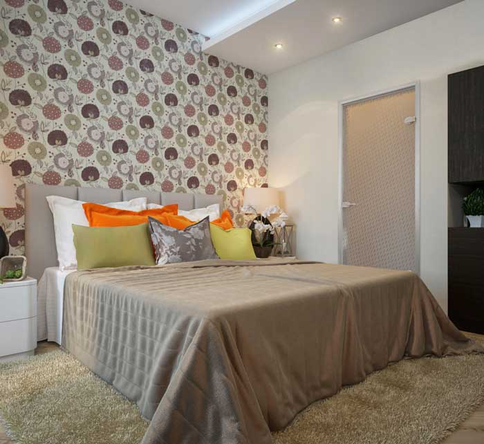 Маленькая спальня с комбинированными обоями. Дизайн интерьера Маленькая спальня с комбинированными обоями. Дизайн интерьера