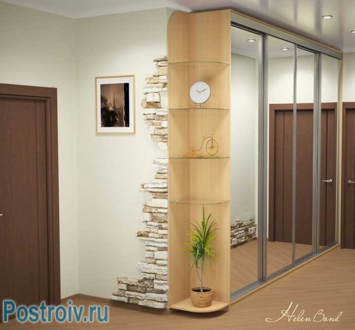 Зеркальный шкаф купе в маленьком коридоре Зеркальный шкаф купе в маленьком коридоре