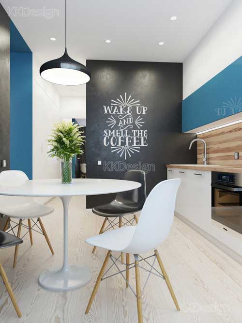 Интерьер кухня столовой в стиле минимализм