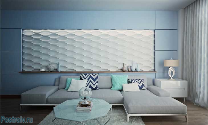 Гостиная в морском стиле. Фото