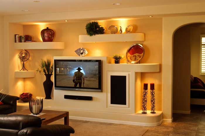 Ниша из гипсокартона под телевизор в интерьере гостиной Ниша из гипсокартона под телевизор в интерьере гостиной