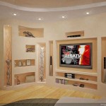 В зале для телевизора ниша из гипсокартона фото