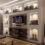 В интерьере зала ниша из гипсокартона под телевизор фото