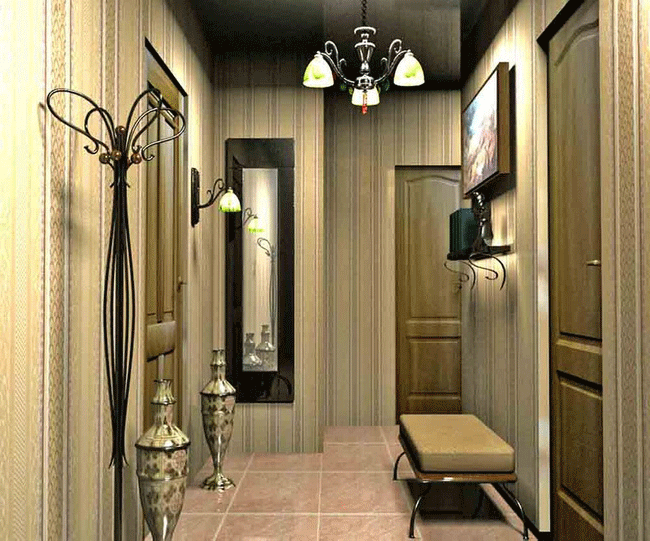 Увеличение пространства с помощью обоев в прихожей