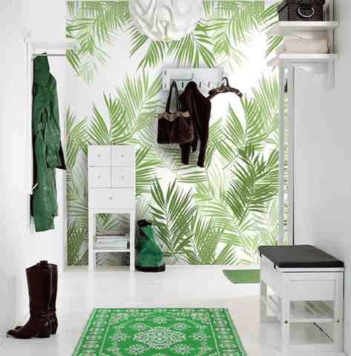 Комбинированные обои в дизайне прихожей