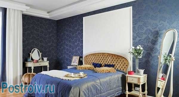 Синие обои в спальне. Оформление стен спальной комнаты Синие обои в спальне. Оформление стен спальной комнаты