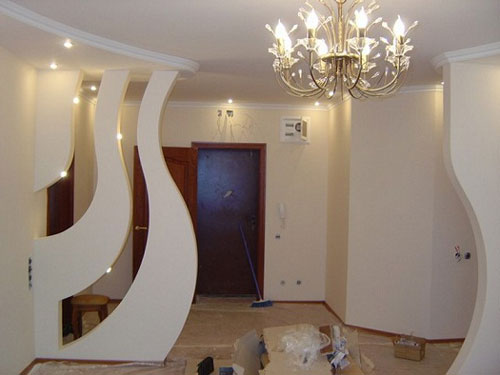 Декоративная межкомнатная перегородка из гипсокартона Декоративная межкомнатная перегородка из гипсокартона