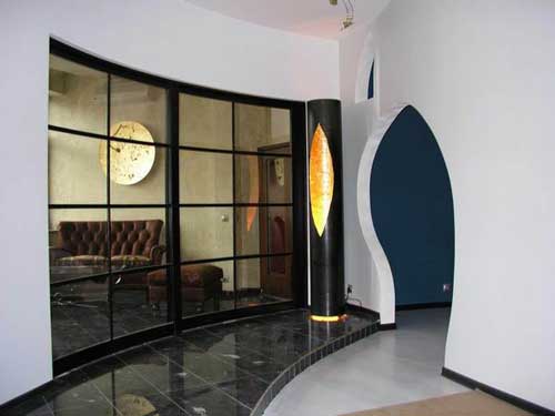 Совмещение гипсокартонной и стеклянной перегородок