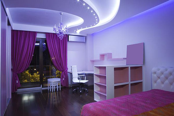 Многоуровневый потолок с подсветкой в детской Многоуровневый потолок с подсветкой в детской