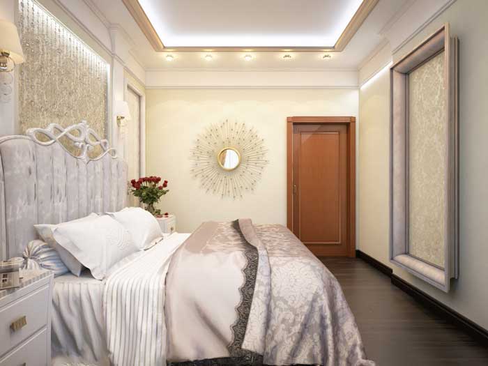 Ремонт маленькой спальни. Отделка стен виниловыми обоями. Шелкография