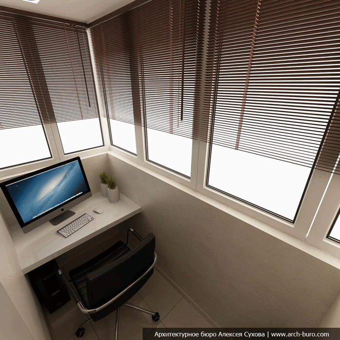 Дизайн балкона утепленного - кабинета Дизайн балкона утепленного - кабинета