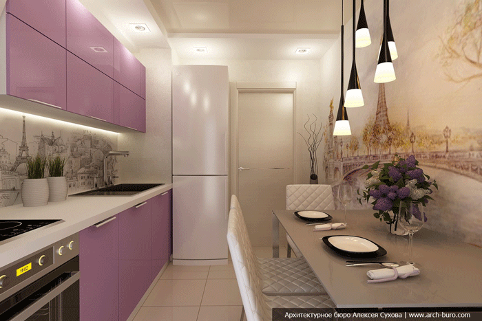 Оформление кухни в квартире. Подсветка стола Оформление кухни в квартире. Подсветка стола