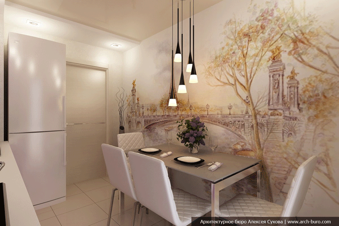 Прямоугольный обеденный стол в дизайне кухни Прямоугольный обеденный стол в дизайне кухни