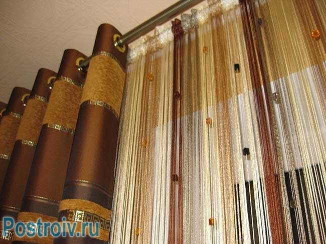 Модные нитяные шторы в спальне Модные нитяные шторы в спальне