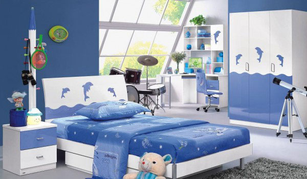 Интерьер детской в синем цвете после ремонта Интерьер детской в синем цвете после ремонта