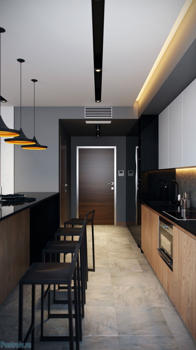 Фотография совмещенной кухни с гостиной