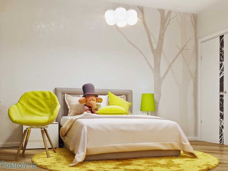 Салатовый цвет и цвет топленого молока. Модное сочетание цветов для комнаты подростка. Фото