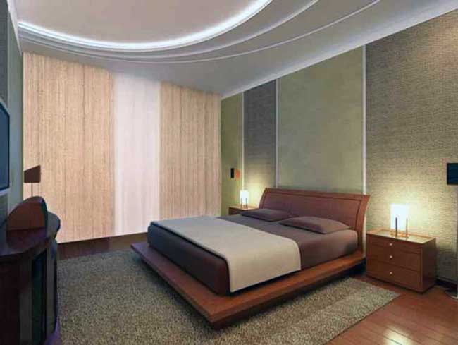 Зеленые комбинированные обои в спальне Зеленые комбинированные обои в спальне